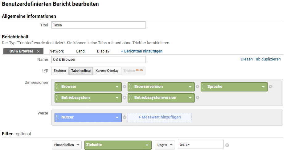 Screenshot Config des Reports Screenshot Config des Reports